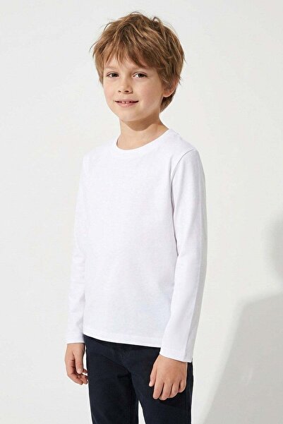 Breeze Tricou cu mânecă lungă pentru băieți, Basic, 4-8 ani, alb murdar