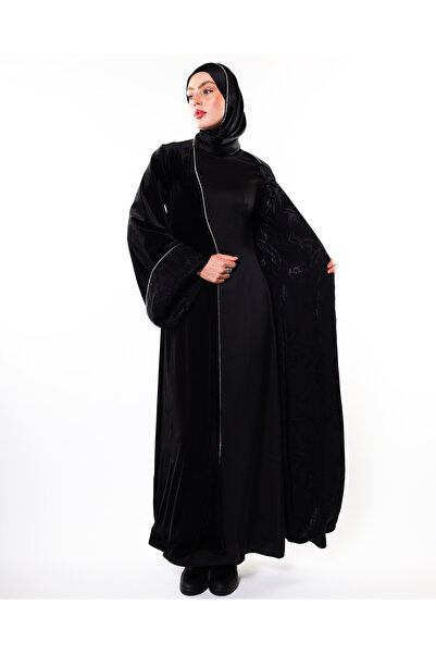 HARİKA WEAR ÇİFT YÜZLÜ KRİSTAL İLE SÜSLÜ İPEK VE KADİFE ABAYA