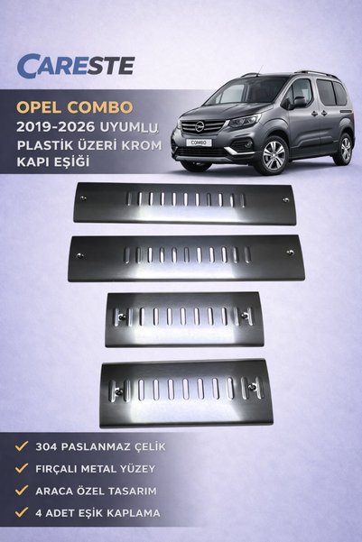CarEste Opel Combo 2019-2026 Uyumlu Kapı Eşiği 4 Parça 304 Paslanmaz Çelik Pl...