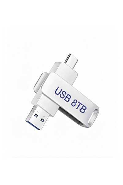 Generic USB Flash Drive 8TB – Dual Connector Type C and USB Port Silver Color