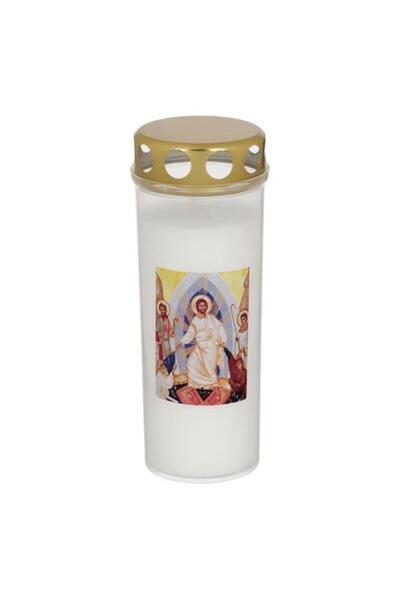 OEM Lumanare Decorativa Alba cu Model Religios & Capac Ø8x16cm