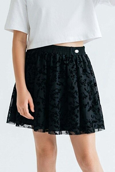 Breeze Girl's Skirt with Floral Embroidery and Elastic Waist, 6-12 Years Old,...