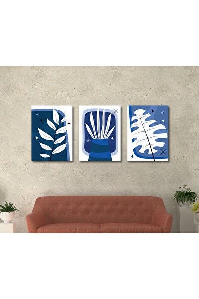 M&H Quality Set de 3 tablouri moderne și boeme, decor de perete din MDF cu as...