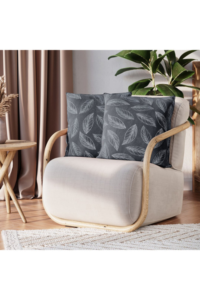 Amelia Home Set 2 huse pernute decorative din catifea cu motiv frunze, Calm, ...