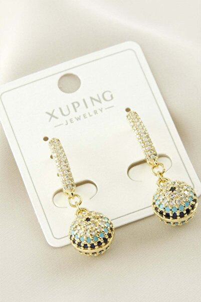 FREEDOM STOREE Xuping Evil Eye Zircon Stone Luxury Steel Earrings