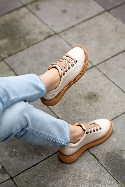 Mammamia 0775 Hakiki Deri Bağcıklı Günlük Sneaker Ayakkabı