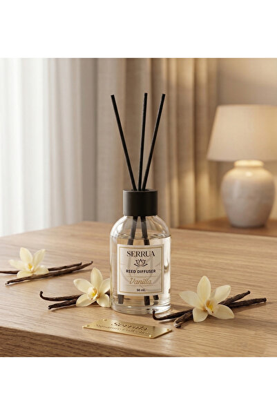 Serrua Vanilla Çubuklu Oda Kokusu Bambu Kokusu Sandalwood Reed Diffuser 50ml