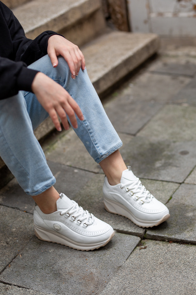 Mammamia 03725 Genuine Leather Lace-Up Orthopedic Women's Sneaker
