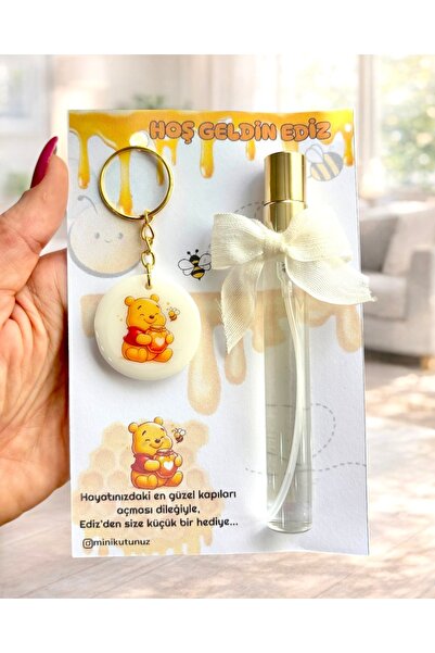 Tasarım 5 ADET WİNNİE THE POOH EPOKSİ ANAHTARLIK VE HEDİYELİK KOLONYA PAKETİ