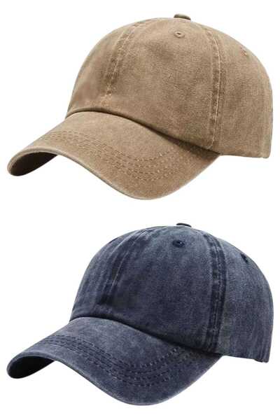 Mood Agenda Set de 2 șepci de baseball unisex, vintage, 100% bumbac, reglabile