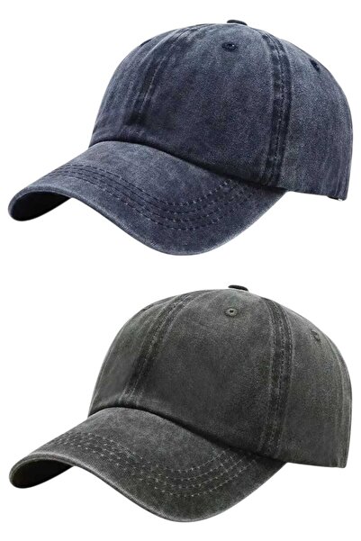 Mood Agenda Set de 2 șepci de baseball unisex, vintage, 100% bumbac, reglabile