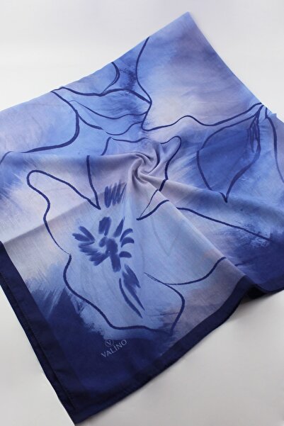 Valino 120x120 Μεγάλο μεγάλο φουλάρι με σχέδιο ακουαρέλας Βαμβακερό φουλάρι Μ...