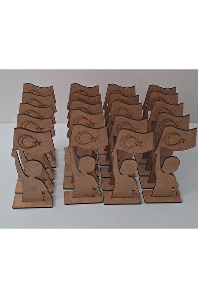 Ebrulisler 20 Adet Türk Bayraklı Çocuk Ahşap Boyama Etkinlik 23 Nisan Aile Ka...