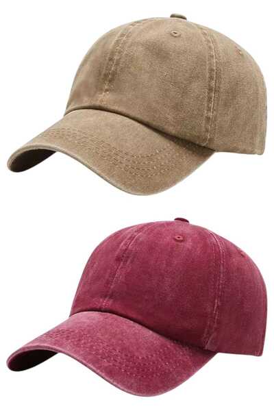 Uniquetrenders Set de 2 șepci de baseball unisex, vintage, 100% bumbac, regla...