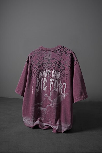 Slatra Tricou pentru bărbați cu efect de spălare supradimensionată, culoare p...