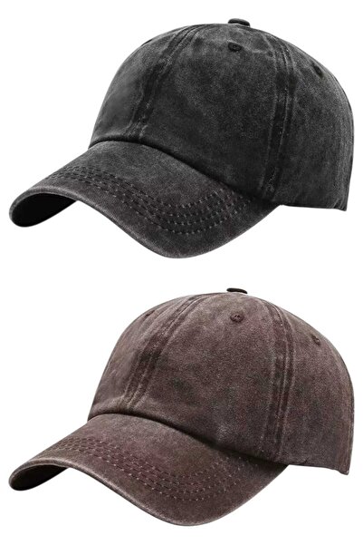 Uniquetrenders Set de 2 șepci de baseball unisex, vintage, 100% bumbac, regla...