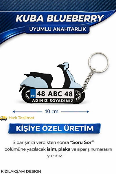 KIZILAKŞAM Kuba Blueberry Mavi Scooter Motosiklet Uyumlu Kişiye Özel Hediyeli...