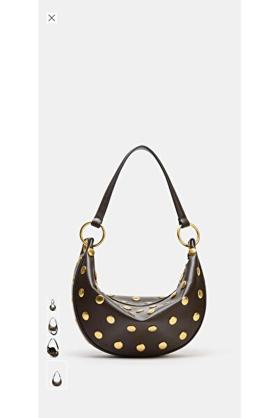 ÖZÜM ÇANTA Women's Gold Detailed Long Strap Shoulder Bag Brown