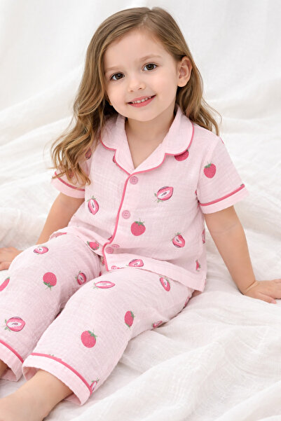 VERONA TARZ طقم بيجامة من قماش الموسلين للفتيات، طقم من قطعتين، قطن صيفي