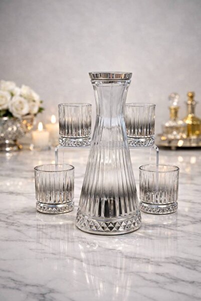 rova tr Saray Serisi Lüks Titanyum Kaplama Sürahi ve Bardak Seti