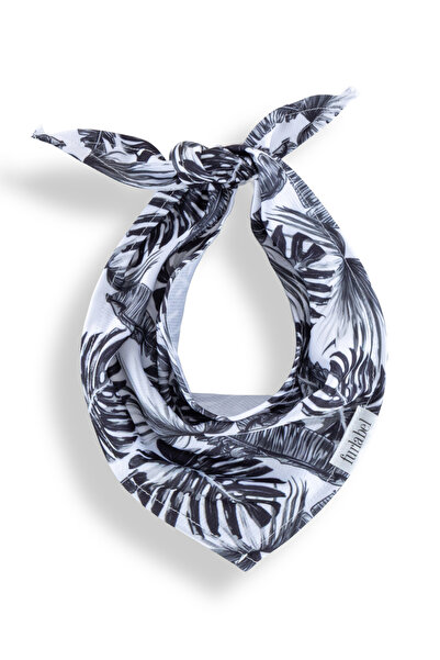 Siyah-Beyaz Palmiye Desenli Bandana/Fular