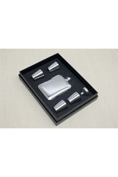 EkoAlışverişDünyam 4 Shot Glass Flask Set Steel