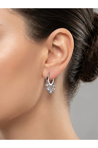 aurora dükkan Steel Silver Color Stoned Shakira Earrings