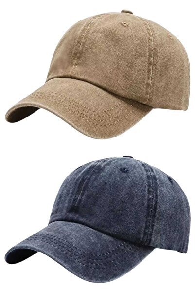 Uniquetrenders Set de 2 șepci de baseball unisex, vintage, 100% bumbac, regla...