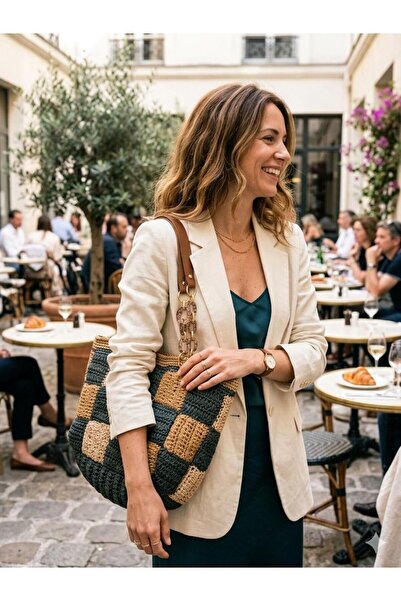 STAR GOGO KİDS 100% ΧΕΙΡΟΠΟΙΗΤΗ ΤΣΑΝΤΑ ΏΜΟΥ ΜΕ ΚΑΡΟΥΛΕΝΤΟ ΠΛΕΚΤΟ ΣΧΕΔΙΟ (ΜΕ Ε...