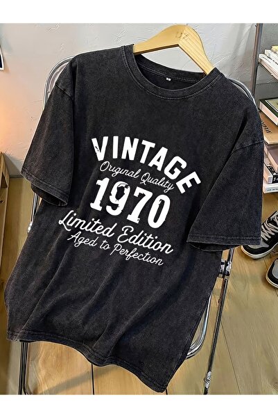 ship master Vintage 1970 Printed Black T-Shirt 100% Cotton Streetwear Oversiz...
