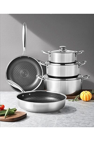 EMATTEIRO Set de Oale si Tigai, 8 piese, Inox 316 Premium cu Strat Diamant an...