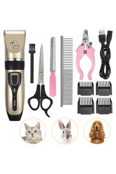 OEM 12-piece pet clipper set, cordless, 9W, ceramic and titanium blades, 90 m...