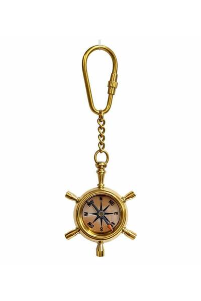 Generic Brand Compass Design Keychain Inside Brass Rudder Design