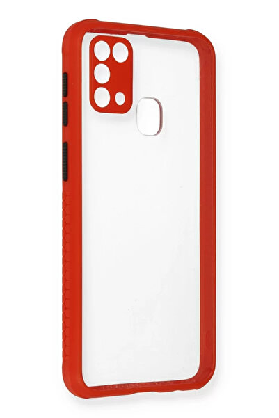 Beta Moda Hub نيوفيس حافظة سامسونج جالاكسي M31 ميامي سيليكون شفاف - أحمر