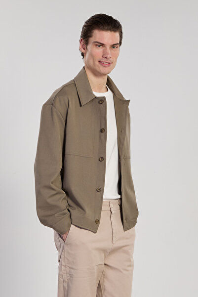 BARRELS AND OIL Men's button-down shirt jacket - khaki