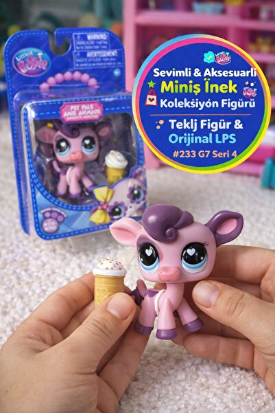 TOYFEST Littlest Pet Shop Seri 4 Tekli Figür Miniş İnek #233 G7 Orijinal Akse...