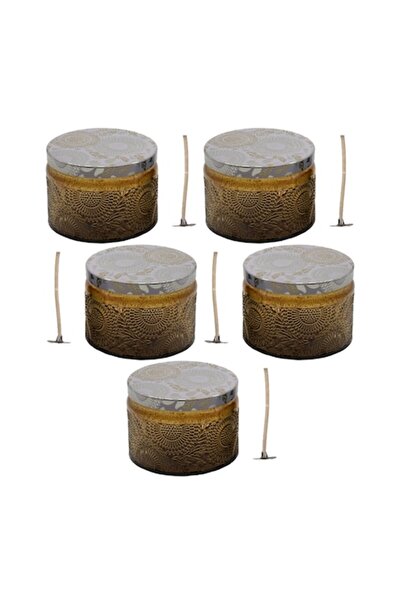 FLORY Σετ 5 Καφέ Γυάλινα Κηροπήγια 100 ml