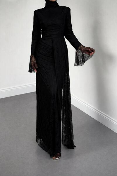 Raya Gym Dantelli Kol Detaylı Tesettür Abiye