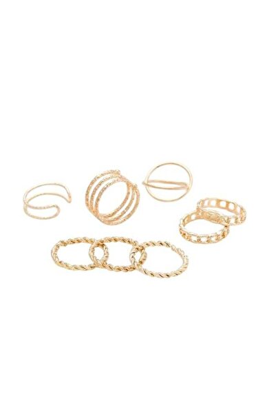 huitich 8-Piece Gold Color Fashion Ring Set for Women Mixed Designs