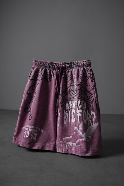 Slatra Ανδρικό σορτς πάνω από το γόνατο με εφέ πλύσης, σε χρώμα μούρι, με την...