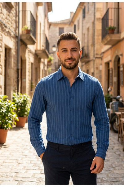 YusGos Long Sleeve Lycra Self-Strengthening Non-Ironing Regular Fit Men's Shirt