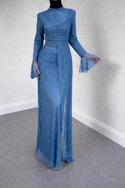 Raya Gym Dantelli Kol Detaylı Tesettür Abiye