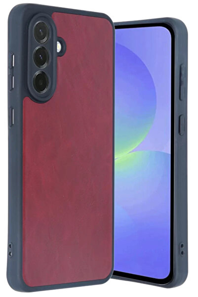 Beta Moda Hub حافظة نيو فيس لهاتف سامسونج جالاكسي A35 5G من الجلد - أحمر كلاريت