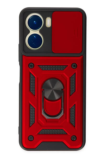 ZEMİRA HOME Newface Vivo Y16 Case with Pars Lens Ring Silicone - Red