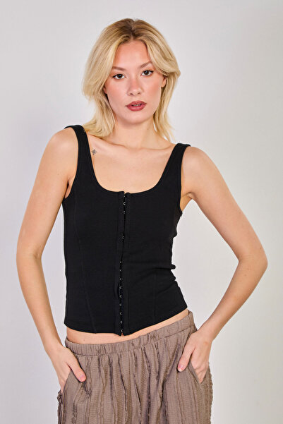 BARRELS AND OIL Women's thick strap corset bodysuit - black