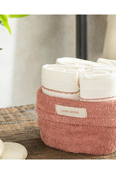 English Home Quadro Cotton 4-Piece Towel Set 30X40 cm Dusty Rose-Ecru (14.03....