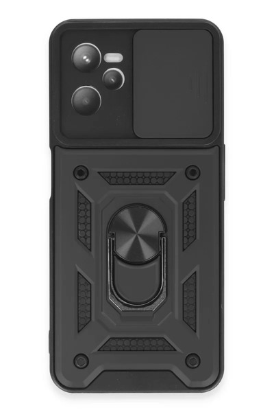 Beta Moda Hub حافظة ريلمي C35 من نيوفايس حلقة عدسة سيليكون - أسود