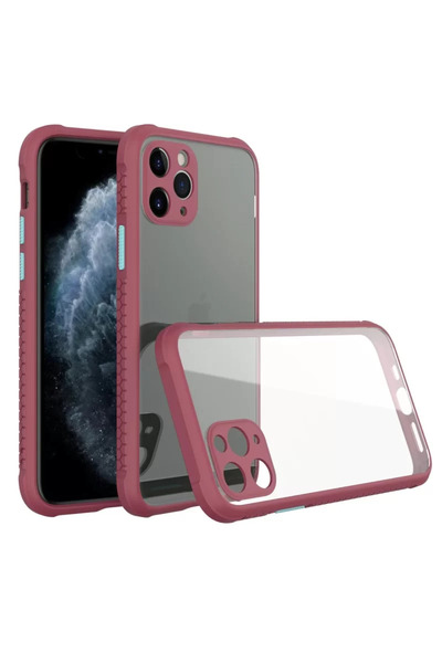 Beta Moda Hub نيوفايس حافظة ايفون 11 برو ماكس ميامي سيليكون شفاف - فوشيا