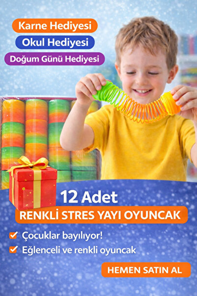 KAR TANESİ 12 Adet Renkli Stres Yayı Oyuncak Karne Okul Doğum Günü Hediyesi
