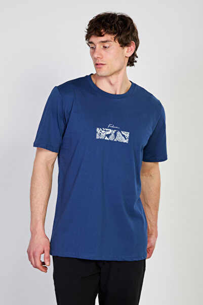 BARRELS AND OIL Men's future text printed t-shirt - indigo